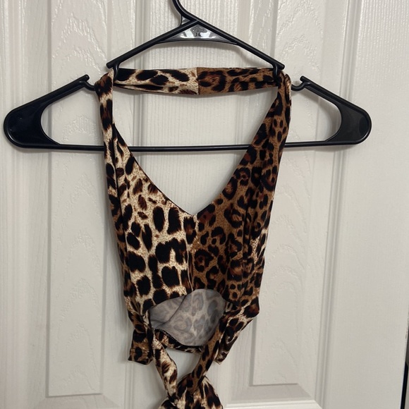 Leopard Top with Front/Back Tie - Picture 1 of 6